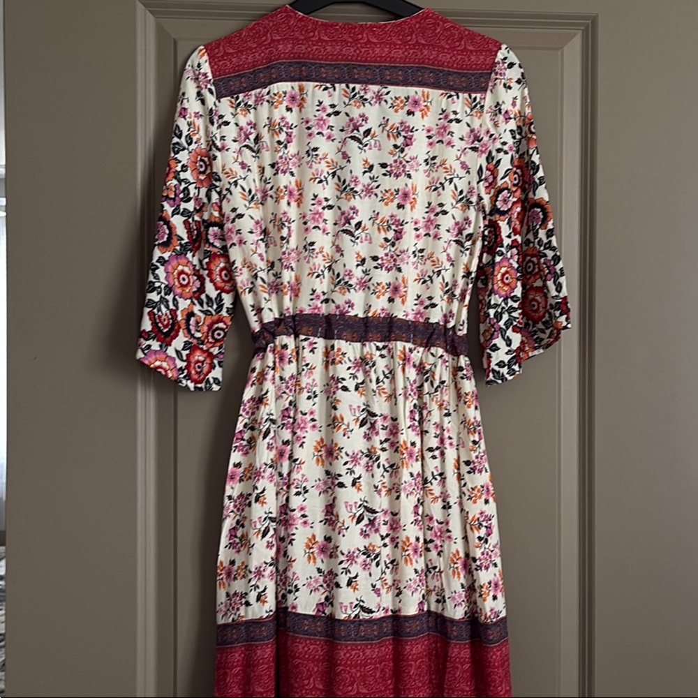 Red Maxi Wrap Dress with Bishop Sleeves - Picture 3 of 3
